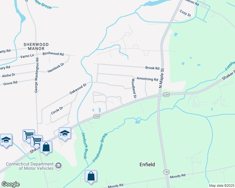 map of restaurants, bars, coffee shops, grocery stores, and more near 74 Oakwood Street in Enfield