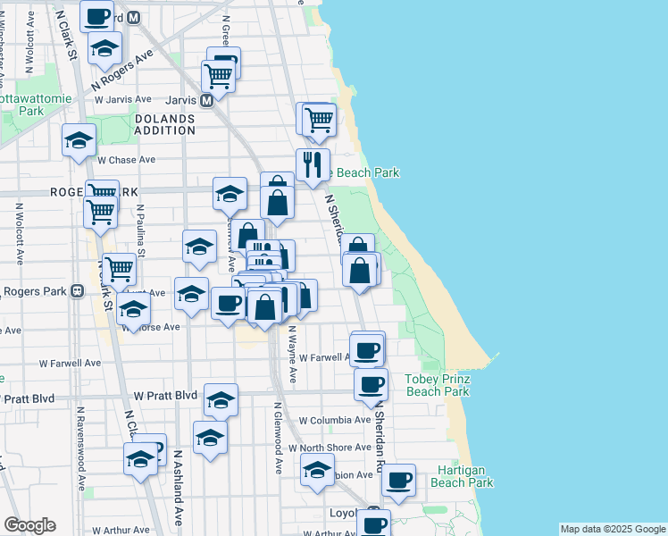 map of restaurants, bars, coffee shops, grocery stores, and more near in Chicago