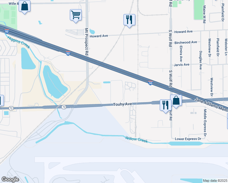 map of restaurants, bars, coffee shops, grocery stores, and more near 200 East Touhy Avenue in Des Plaines