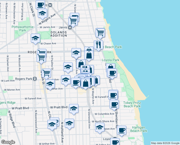 map of restaurants, bars, coffee shops, grocery stores, and more near in Chicago