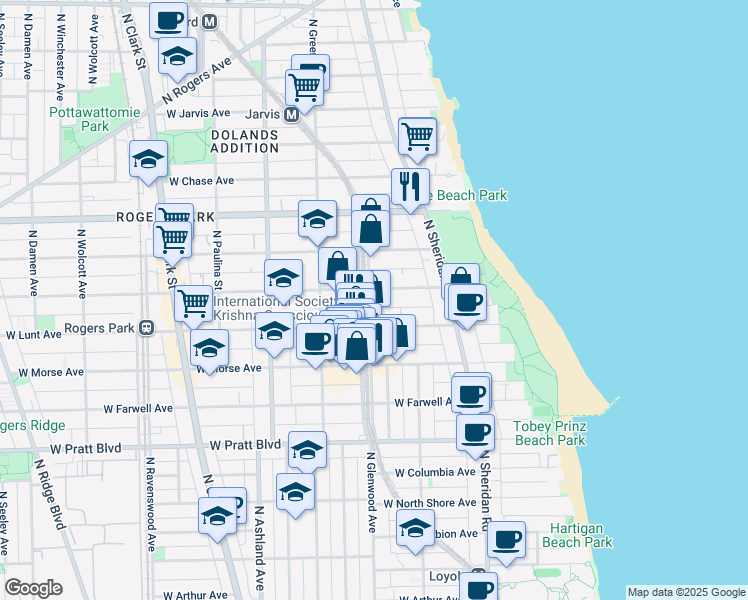 map of restaurants, bars, coffee shops, grocery stores, and more near in Chicago