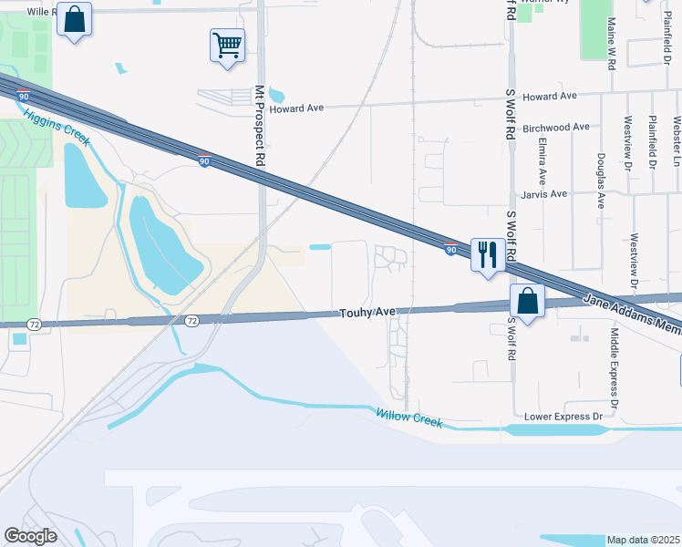 map of restaurants, bars, coffee shops, grocery stores, and more near 200 East Touhy Avenue in Des Plaines