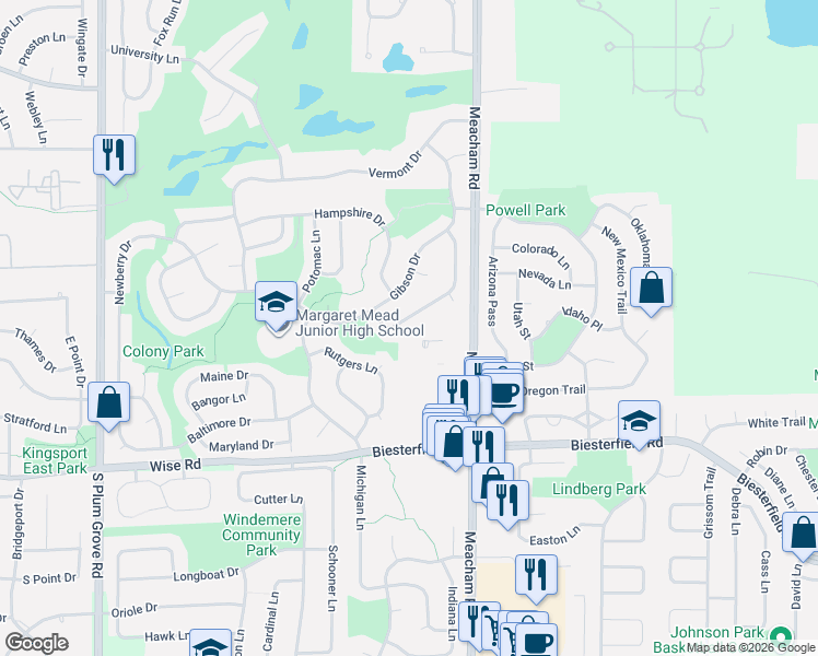 map of restaurants, bars, coffee shops, grocery stores, and more near 486 Franklin Lane in Elk Grove Village