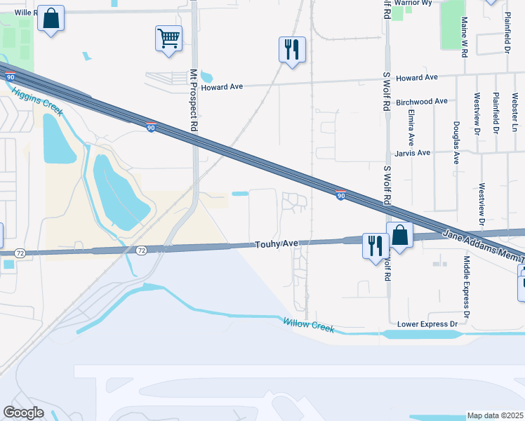 map of restaurants, bars, coffee shops, grocery stores, and more near 200 East Touhy Avenue in Des Plaines