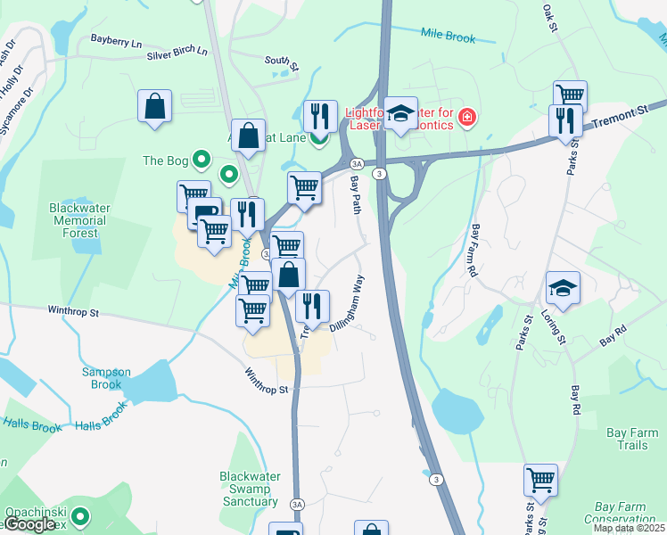 map of restaurants, bars, coffee shops, grocery stores, and more near 41 Tremont Street in Kingston