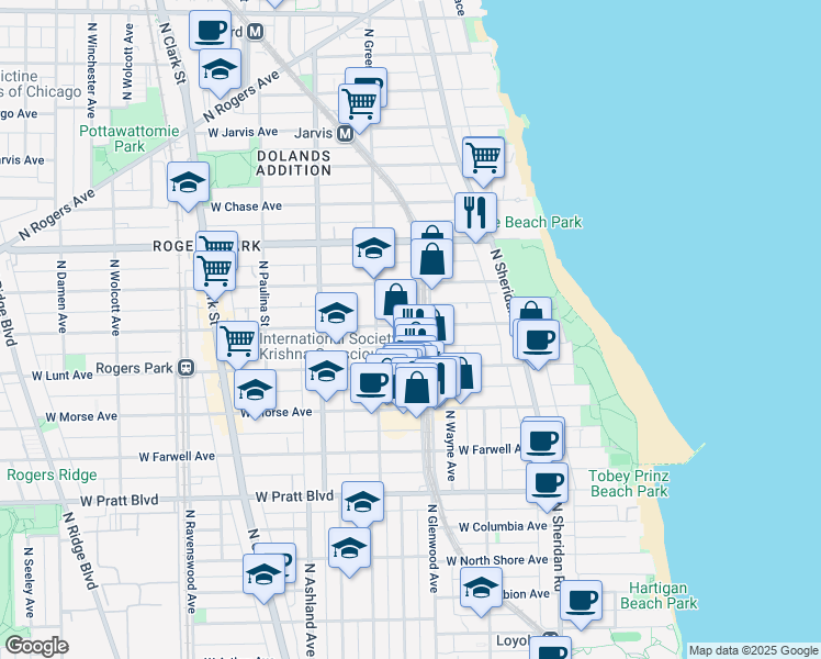 map of restaurants, bars, coffee shops, grocery stores, and more near in Chicago