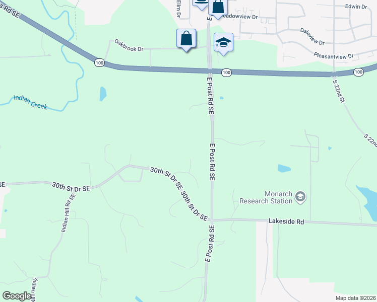 map of restaurants, bars, coffee shops, grocery stores, and more near 3020 Diamond Lane in Cedar Rapids