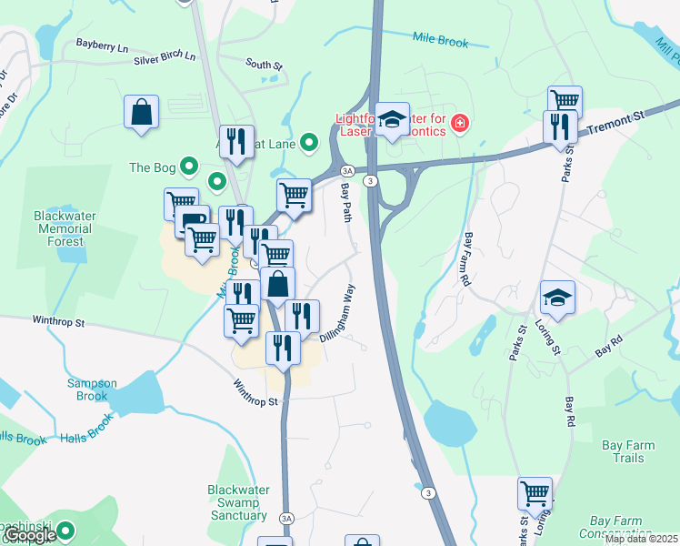 map of restaurants, bars, coffee shops, grocery stores, and more near 31 Tremont Street in Kingston