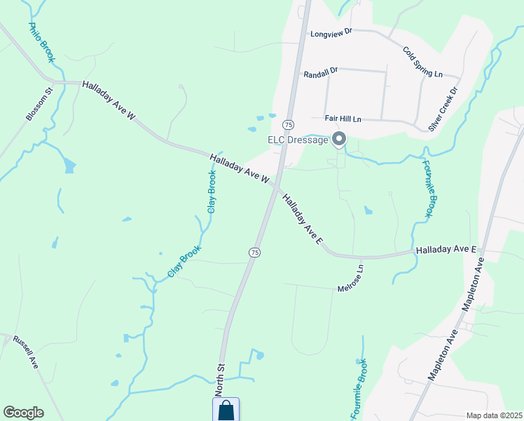 map of restaurants, bars, coffee shops, grocery stores, and more near 1109 North Street in Suffield