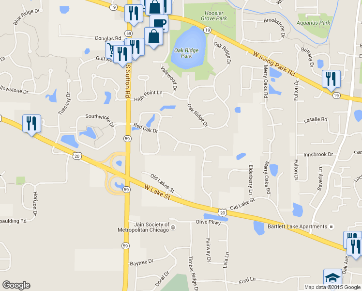map of restaurants, bars, coffee shops, grocery stores, and more near 659 Hazel Nut Court in Bartlett