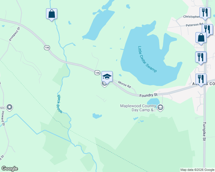 map of restaurants, bars, coffee shops, grocery stores, and more near 250 Foundry Street in Easton