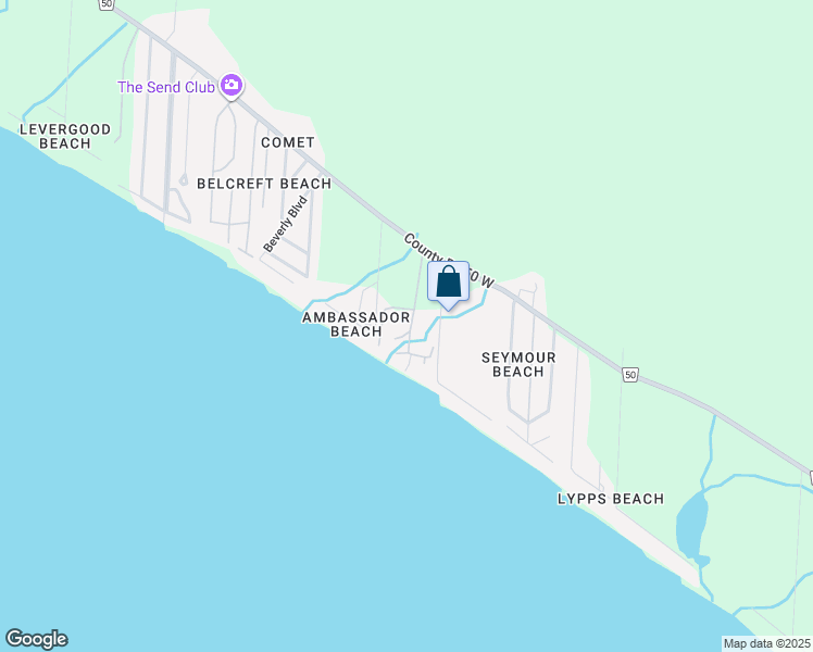 map of restaurants, bars, coffee shops, grocery stores, and more near 121 Pleasure Beach Drive in Essex