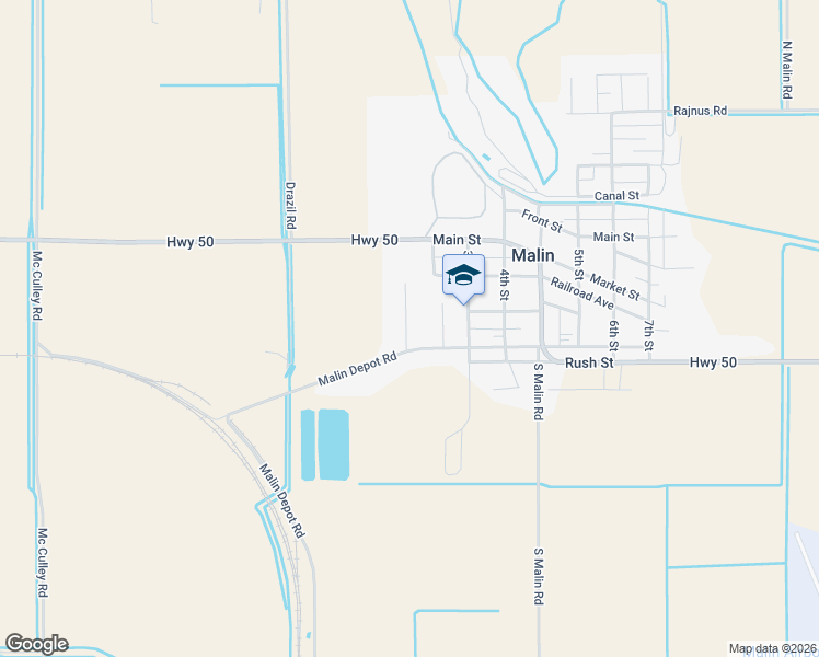 map of restaurants, bars, coffee shops, grocery stores, and more near 2130 E-Z St in Malin