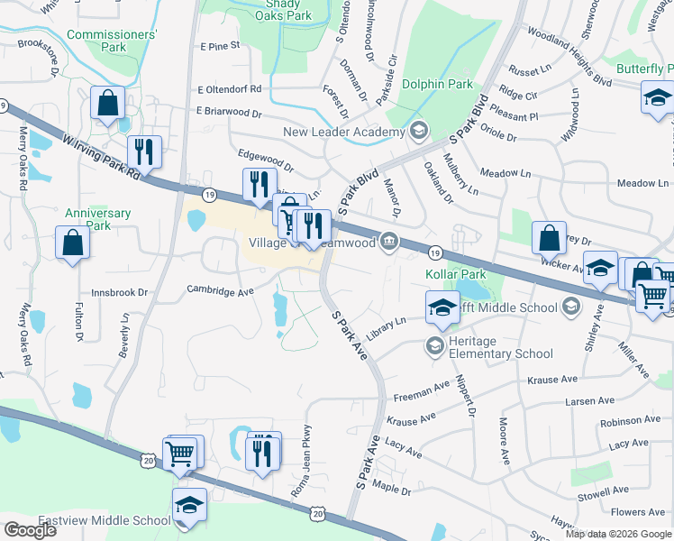 map of restaurants, bars, coffee shops, grocery stores, and more near 336 Brunswick Court in Streamwood