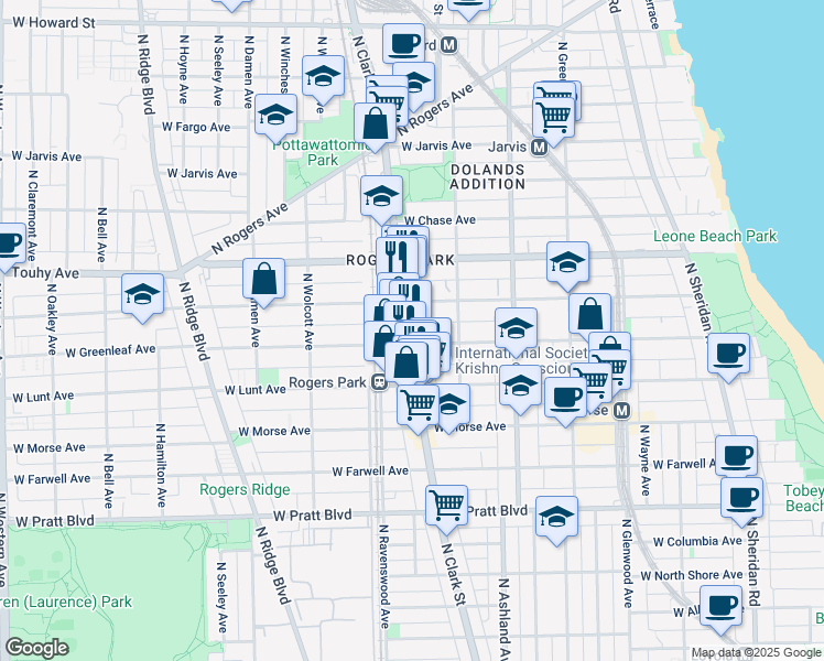 map of restaurants, bars, coffee shops, grocery stores, and more near in Chicago