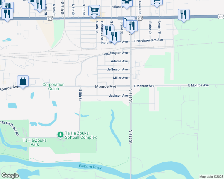 map of restaurants, bars, coffee shops, grocery stores, and more near 2006 South 2nd Street in Norfolk