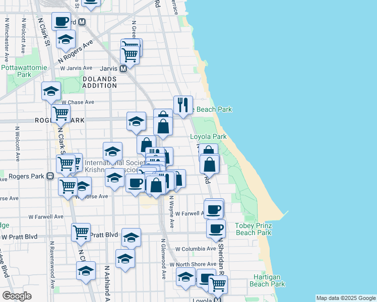 map of restaurants, bars, coffee shops, grocery stores, and more near in Chicago