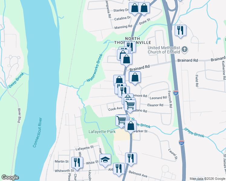 map of restaurants, bars, coffee shops, grocery stores, and more near 8 Francis Avenue in Enfield