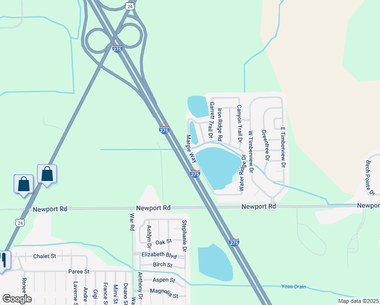 map of restaurants, bars, coffee shops, grocery stores, and more near Margie Way in Berlin Charter Township