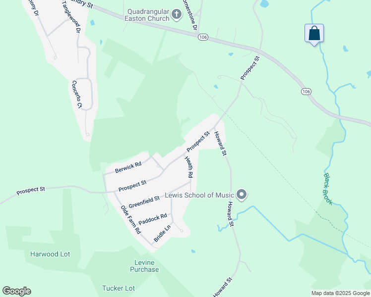 map of restaurants, bars, coffee shops, grocery stores, and more near 165 Prospect Street in Easton