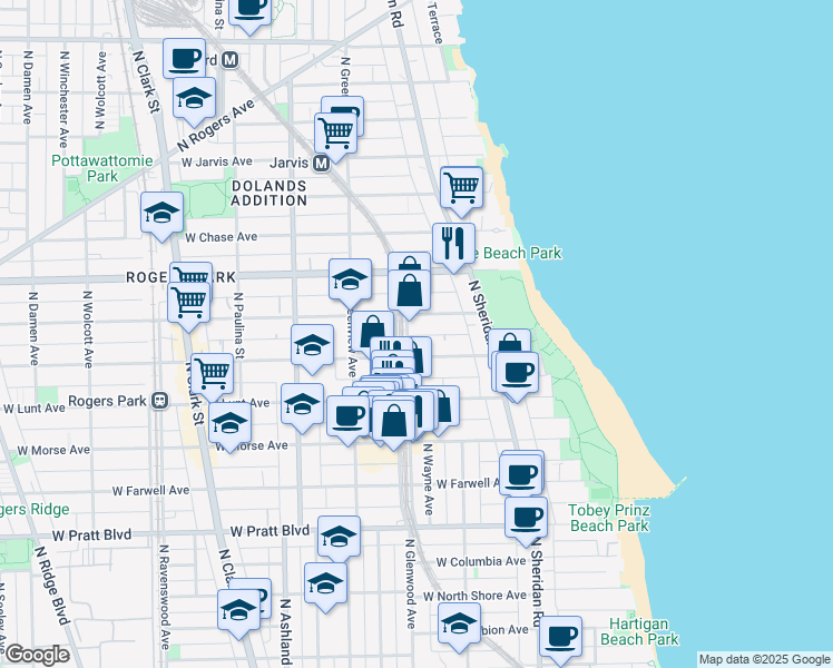 map of restaurants, bars, coffee shops, grocery stores, and more near in Chicago