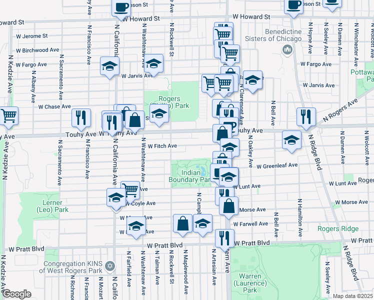 map of restaurants, bars, coffee shops, grocery stores, and more near in Chicago