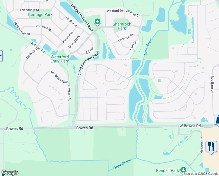 map of restaurants, bars, coffee shops, grocery stores, and more near 2845 Edgewater Drive in Elgin