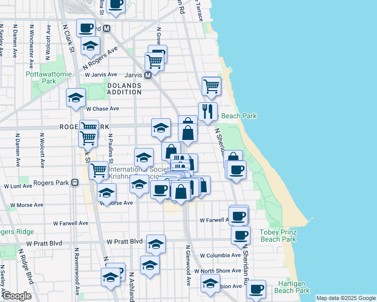 map of restaurants, bars, coffee shops, grocery stores, and more near in Chicago