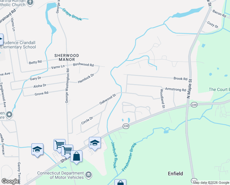 map of restaurants, bars, coffee shops, grocery stores, and more near 48 Oakwood Street in Enfield