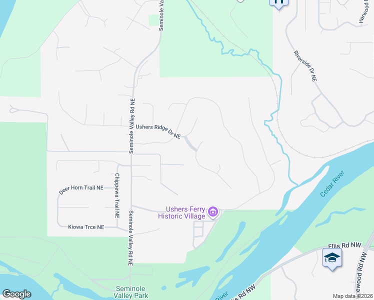 map of restaurants, bars, coffee shops, grocery stores, and more near 3421 Ushers Ridge Boulevard Northeast in Cedar Rapids