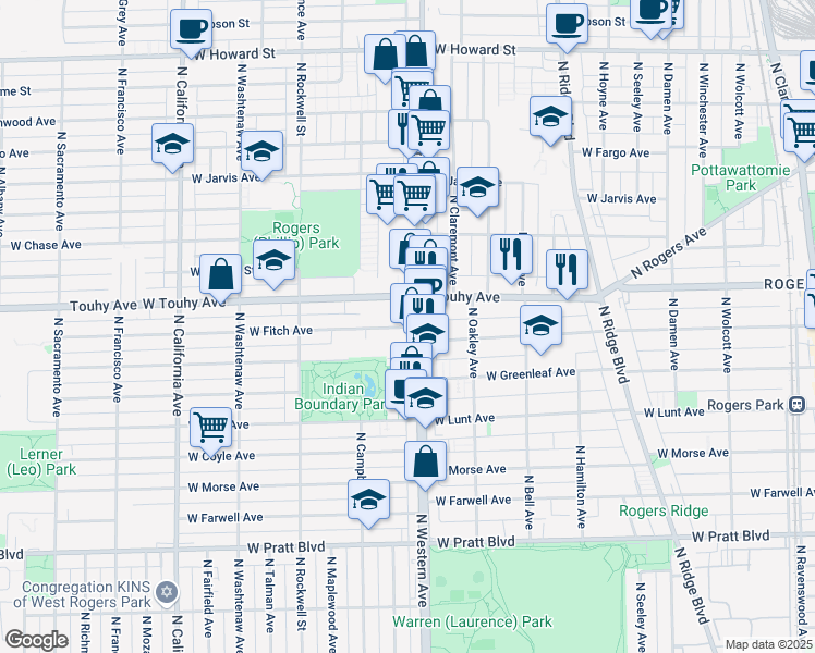 map of restaurants, bars, coffee shops, grocery stores, and more near in Chicago