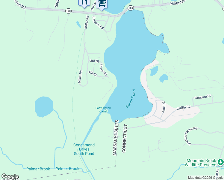 map of restaurants, bars, coffee shops, grocery stores, and more near 8 Iroquois Drive in Southwick