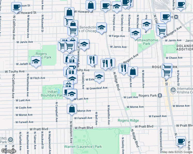 map of restaurants, bars, coffee shops, grocery stores, and more near in Chicago