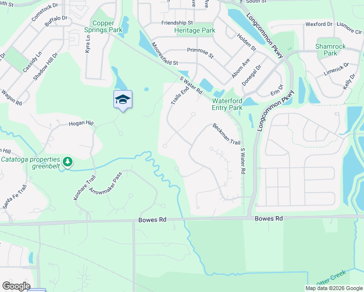 map of restaurants, bars, coffee shops, grocery stores, and more near 38W265 Trails End in Elgin