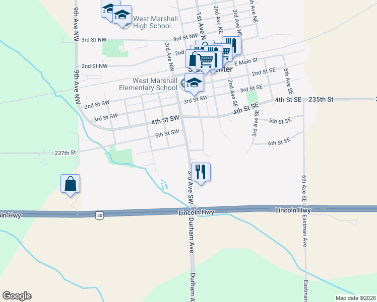 map of restaurants, bars, coffee shops, grocery stores, and more near 631 3rd Avenue Southwest in State Center