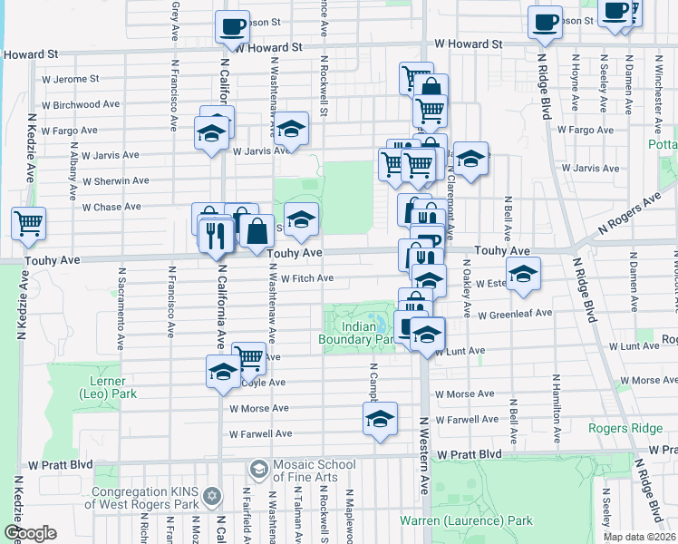 map of restaurants, bars, coffee shops, grocery stores, and more near in Chicago