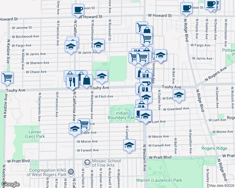 map of restaurants, bars, coffee shops, grocery stores, and more near in Chicago