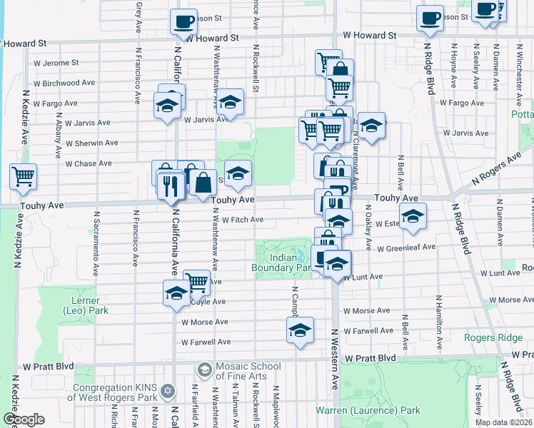 map of restaurants, bars, coffee shops, grocery stores, and more near in Chicago