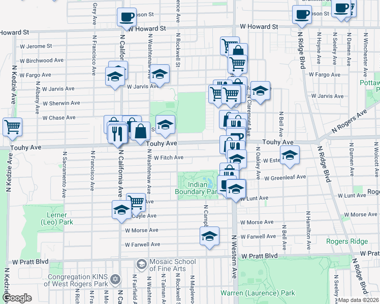 map of restaurants, bars, coffee shops, grocery stores, and more near in Chicago