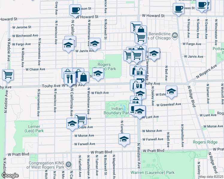 map of restaurants, bars, coffee shops, grocery stores, and more near in Chicago