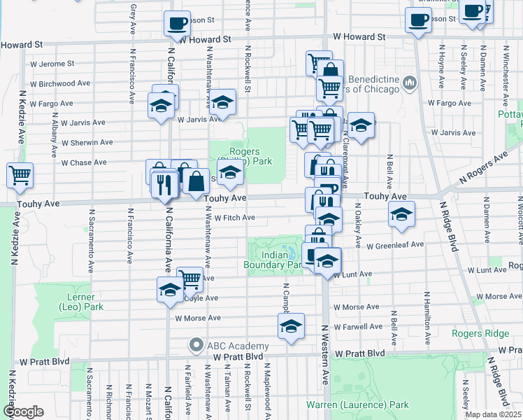 map of restaurants, bars, coffee shops, grocery stores, and more near in Chicago