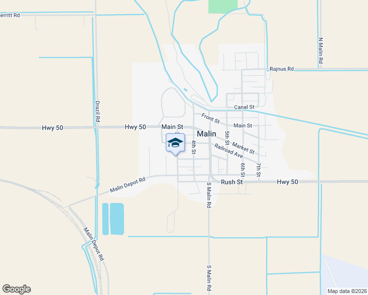 map of restaurants, bars, coffee shops, grocery stores, and more near 2240 Railroad Avenue in Malin