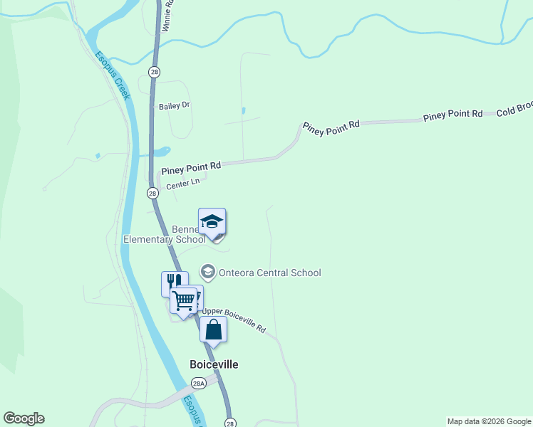 map of restaurants, bars, coffee shops, grocery stores, and more near 6 Deerfield Rd in Ulster