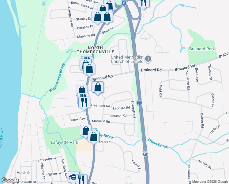 map of restaurants, bars, coffee shops, grocery stores, and more near 11 Foxcroft Road in Enfield