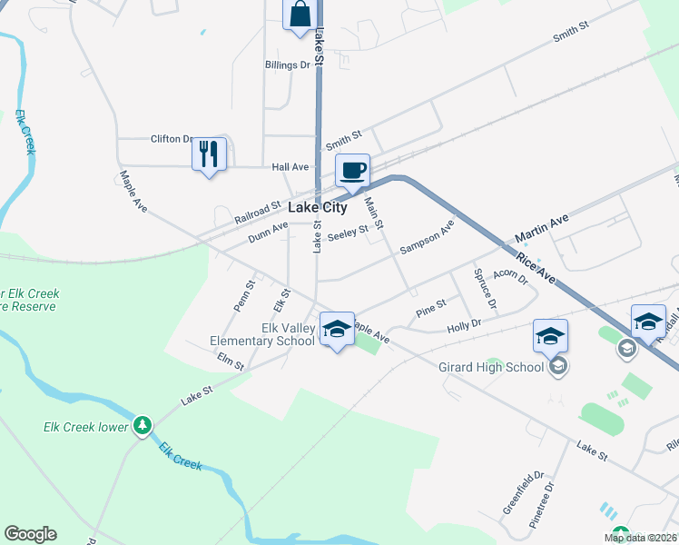 map of restaurants, bars, coffee shops, grocery stores, and more near 10066 Sampson Ave in Lake City