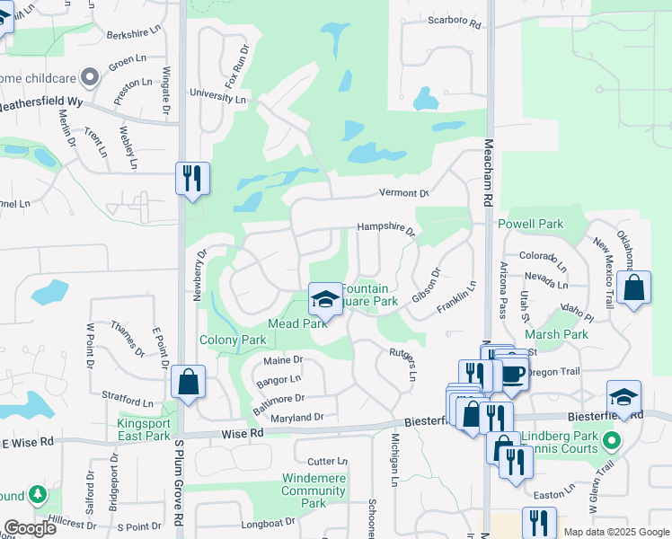 map of restaurants, bars, coffee shops, grocery stores, and more near 1785 Gibson Drive in Elk Grove Village