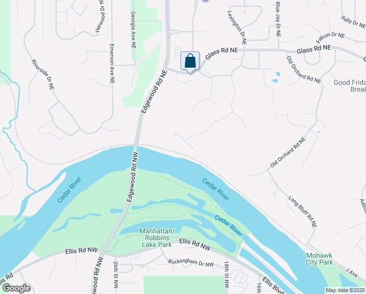 map of restaurants, bars, coffee shops, grocery stores, and more near 2935 Cedar Ridge Drive Northeast in Cedar Rapids