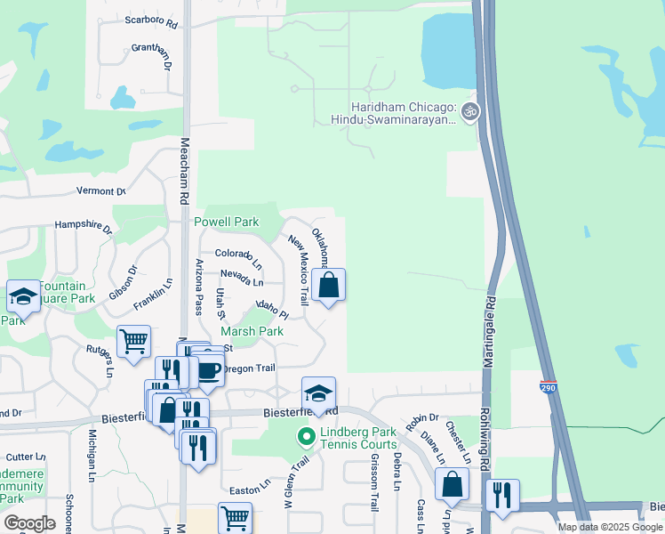 map of restaurants, bars, coffee shops, grocery stores, and more near 669 Oklahoma Way in Elk Grove Village