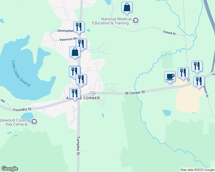 map of restaurants, bars, coffee shops, grocery stores, and more near 15 Foundry Street in Easton