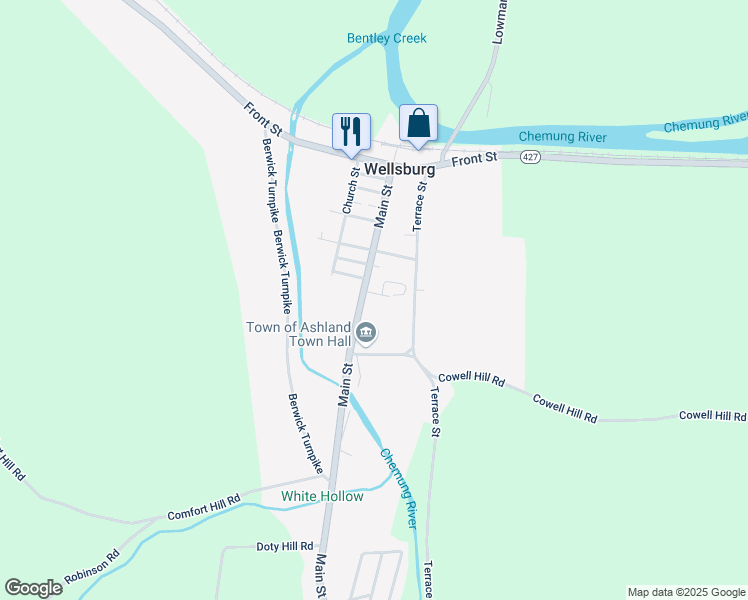 map of restaurants, bars, coffee shops, grocery stores, and more near 3668 East 5th Street in Wellsburg